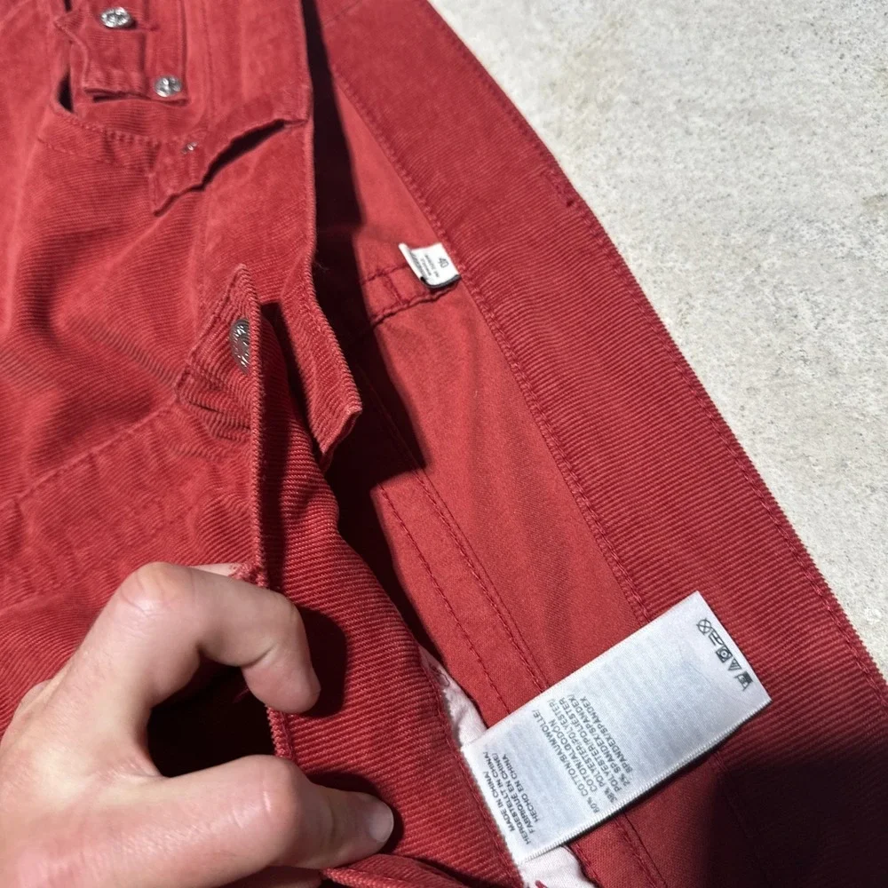 True Religion Corduroy Red Pants Ricky Relaxed Straight Leg Men's Size 40x34 Y2K